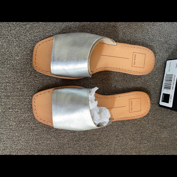NWT Dolce Vita silver leather slide sandals - Picture 3 of 4